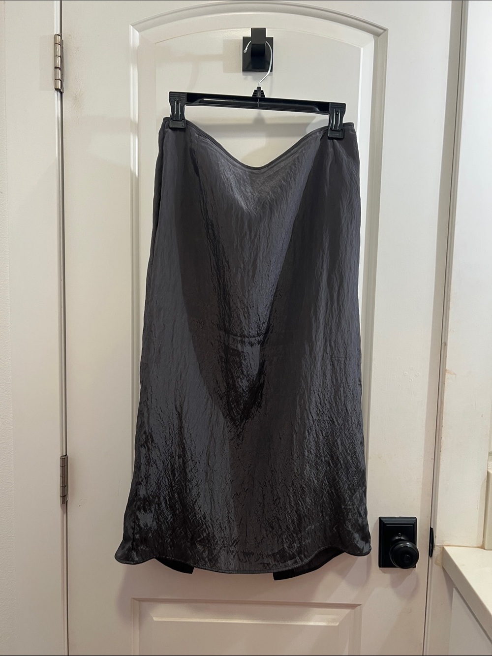COS Crinkle Satin Maxi Slip Skirt in Steel